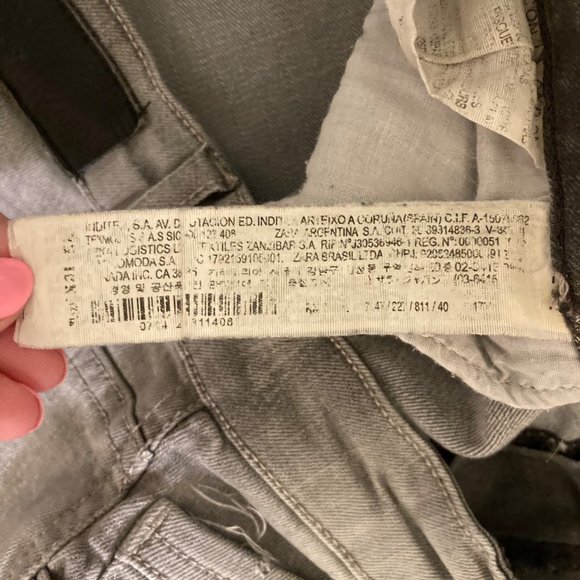 Zara Basic Z1975 Denim 8 Skinny Moto Zipper Ankle Jeans Distressed Gray - Picture 4 of 8